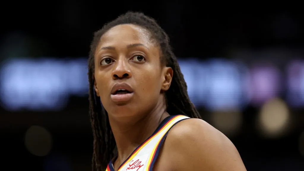 kelsey mitchell of indiana fever reacts
