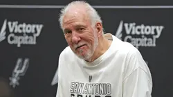 Head coach Gregg Popovich of the San Antonio Spurs address the media at the San Antonio Spurs Media Day at the Victory Capital Performance Center on September 30, 2024 in San Antonio, Texas.