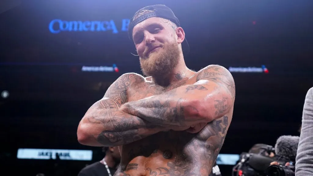 Jake Paul poses for a photo after defeating Nate Diaz at the American Airlines Center on August 05, 2023. (Source: Sam Hodde/Getty Images)
