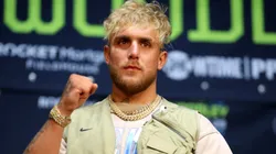 Jake Paul poses for media during a press conference before his cruiserweight fight against Tyron Woodley at The Novo by Microsoft at L.A. Live on July 13, 2021.