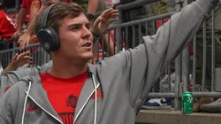 Quarterback Will Howard #18 of the Ohio State Buckeyes greets fans before the game against the Akron Zips at Ohio Stadium on August 31, 2024 in Columbus, Ohio.