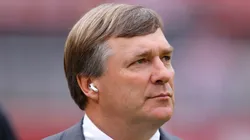 Head coach Kirby Smart of the Georgia Bulldogs looks on before the game against the Alabama Crimson Tide at Bryant-Denny Stadium on September 28, 2024 in Tuscaloosa, Alabama.