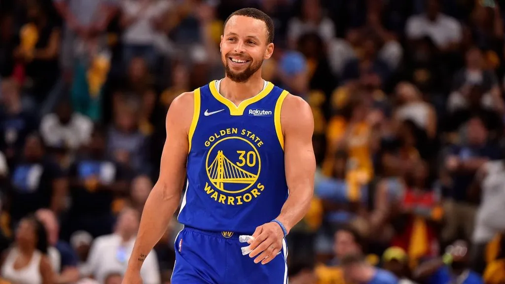 Stephen Curry #30 of the Golden State Warriors reacts during Game One of the Western Conference Semifinals of the NBA Playoffs against the Memphis Grizzlies at FedExForum on May 01, 2022. (Source: Justin Ford/Getty Images)