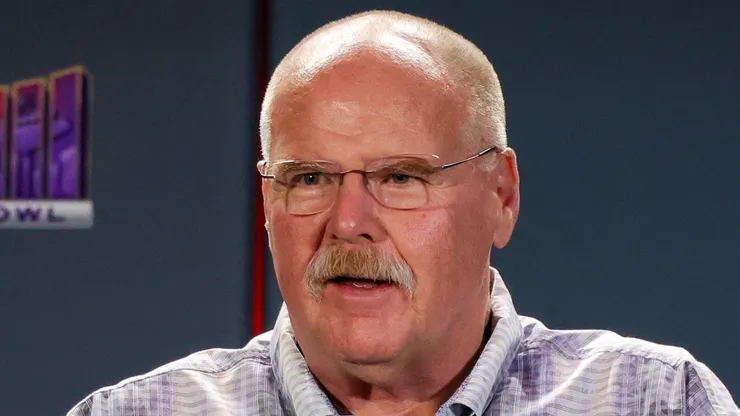 Head coach Andy Reid of the Kansas City Chiefs speaks during a news conference for the winning head coach and MVP of Super Bowl LVIII at the Mandalay Bay Convention Center on February 12, 2024 in Las Vegas, Nevada.