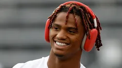 Ryan Williams #2 of the Alabama Crimson Tide works out before game against the Wisconsin Badgers at Camp Randall Stadium on September 14, 2024 in Madison, Wisconsin.