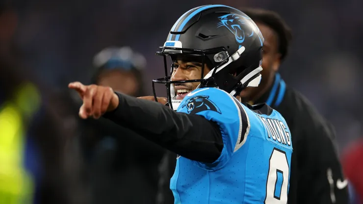 Bryce Young of Carolina Panthers reacts during the NFL Munich Game 2024 between New York Giants and Carolina Panthers at Allianz Arena on November 10, 2024 in Munich, Germany.