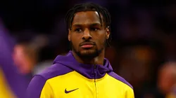 Bronny James #9 of the Los Angeles Lakers at Crypto.com Arena on November 10, 2024 in Los Angeles, California.