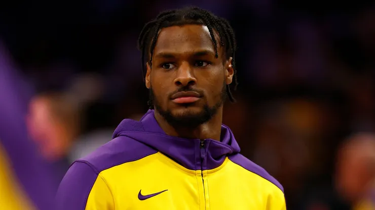 Bronny James #9 of the Los Angeles Lakers at Crypto.com Arena on November 10, 2024 in Los Angeles, California.