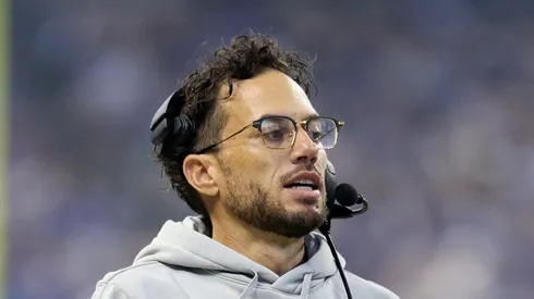 INDIANAPOLIS, INDIANA – OCTOBER 20: Mike McDaniel the head coach of the Miami Dolphins against the Indianapolis Colts at Lucas Oil Stadium on October 20, 2024 in Indianapolis, Indiana.