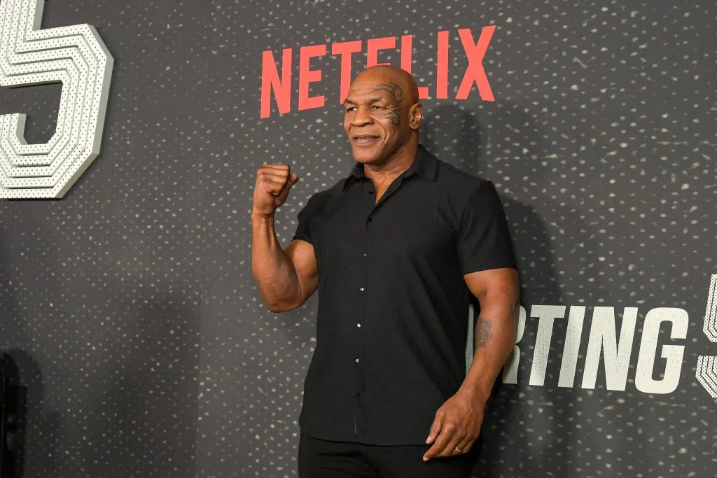 LOS ANGELES, CALIFORNIA – SEPTEMBER 23: Mike Tyson attends the Starting 5 LA Premiere at The Egyptian Theatre Hollywood on September 23, 2024 in Los Angeles, California.  (Photo by Charley Gallay/Getty Images for Netflix)