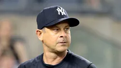 Aaron Boone #17 of the New York Yankees walks back to the dugout after being ejected in the top of the seventh inning during the game against the Atlanta Braves at Yankee Stadium on June 22, 2024 in New York City. The Yankees defeated the Braves 8-3.