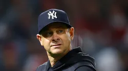 Manager Aaron Boone of the New York Yankees at Angel Stadium of Anaheim on May 28, 2024 in Anaheim, California.