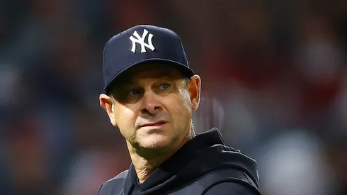 Manager Aaron Boone of the New York Yankees at Angel Stadium of Anaheim on May 28, 2024 in Anaheim, California.