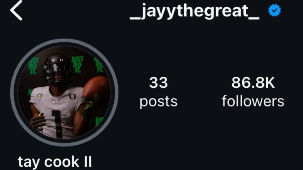 Johntay Cook II momentarily changed his social media picture to an image of himself in an Oregon Ducks uniform.