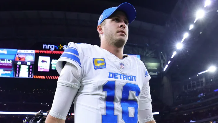 Jared Goff #16 of the Detroit Lions walks off the field after a win over the Houston Texans at NRG Stadium on November 10, 2024 in Houston, Texas.