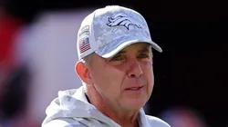 Head coach Sean Payton of the Denver Broncos looks on prior to a game against the Kansas City Chiefs at GEHA Field at Arrowhead Stadium on November 10, 2024 in Kansas City, Missouri.
