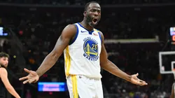 Draymond Green #23 of the Golden State Warriors reacts during the second quarter against the Cleveland Cavaliers at Rocket Mortgage Fieldhouse on November 08, 2024 in Cleveland, Ohio.