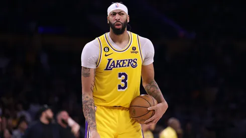 Anthony Davis #3 of the Los Angeles Lakers reacts to his foul during a 108-102 Lakers win over the Minnesota Timberwolves
