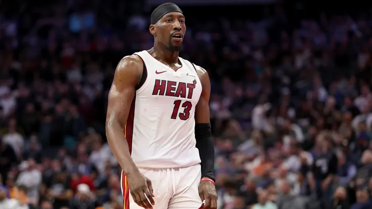 Bam Adebayo #13 of the Miami Heat stands on the court during their game against the Sacramento Kings