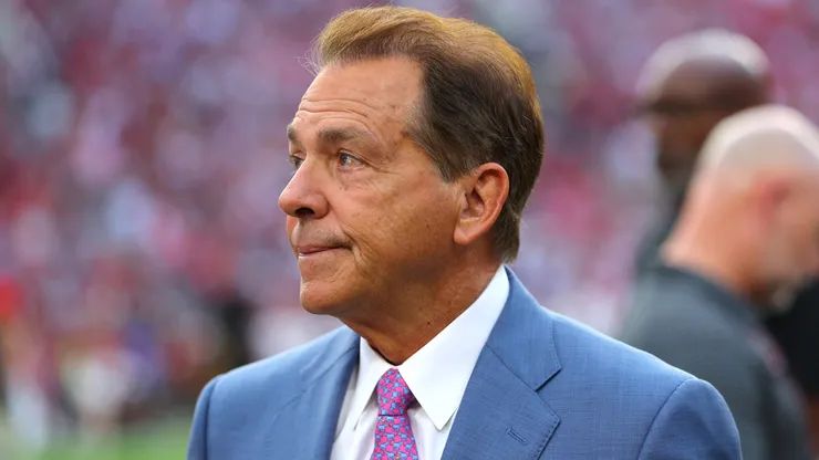 Former Alabama Crimson Tide head coach Nick Saban looks on before the game against the Georgia Bulldogs at Bryant-Denny Stadium on September 28, 2024 in Tuscaloosa, Alabama.