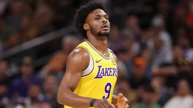 Bronny James #9 of the Los Angeles Lakers during the preseason NBA game at Footprint Center