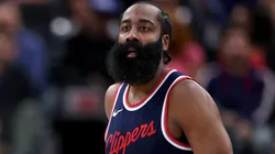 James Harden #1 of the LA Clippers dribbles during a 110-98 Clippers win over the Philadelphia 76ers at Intuit Dome on November 06, 2024 in Inglewood, California.