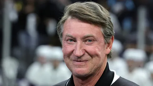 Co-owner Wayne Gretzky of the Las Vegas Desert Dogs is introduced before the Desert Dogs' inaugural regular-season home opener against the Panther City Lacrosse Club at Michelob ULTRA Arena on December 16, 2022 in Las Vegas, Nevada. Panther City defeated the Desert Dogs 9-3.