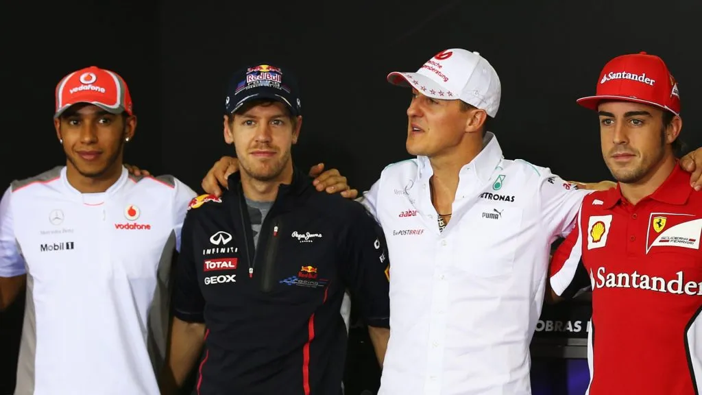 lewis hamilton and sebeastian vettel and michael schumacher