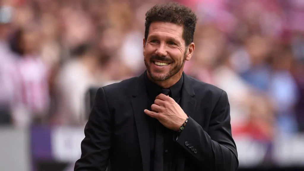 Diego Simeone, Manager of Atletico Madrid looks on prior to the Liga match between Club Atletico de Madrid and SD Eibar SAD at Wanda Metropolitano on September 01, 2019. (Source: Denis Doyle/Getty Images)