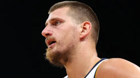 Nikola Jokic of Denver Nuggets looks on during the NBA match between Denver Nuggets and Boston Celtics on October 04, 2024.