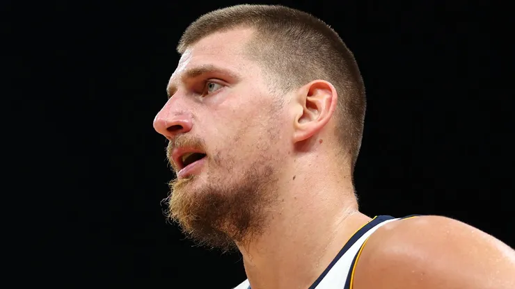 Nikola Jokic of Denver Nuggets looks on during the NBA match between Denver Nuggets and Boston Celtics on October 04, 2024.