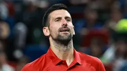 Novak Djokovic reacts during the Shanghai Masters.