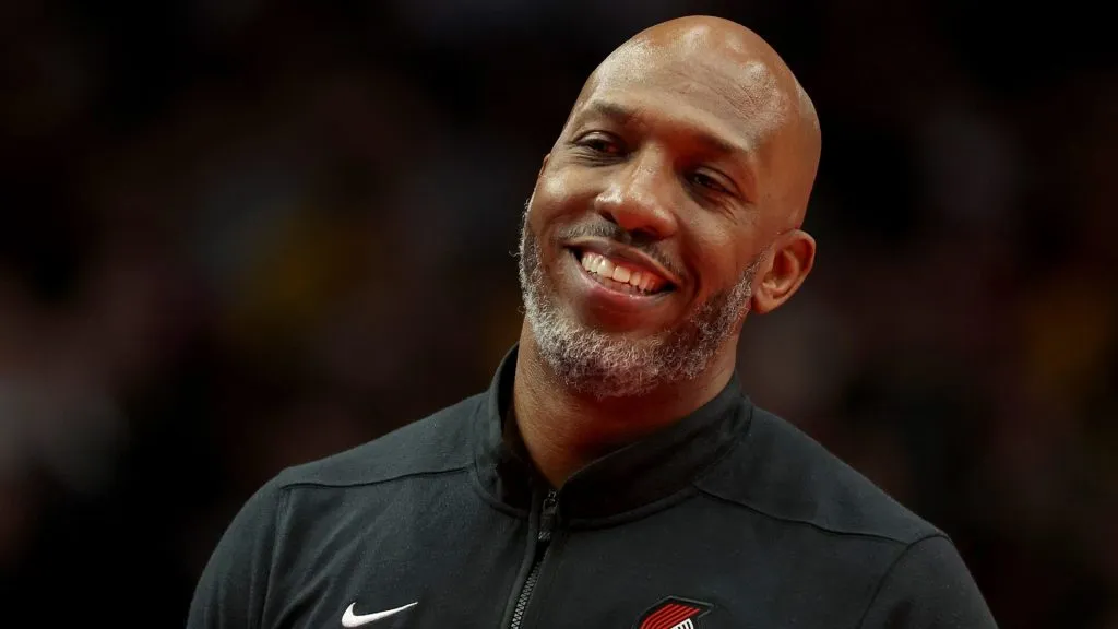 Head coach Chauncey Billups reacts during the third quarter against the Los Angeles Lakers at Moda Center on November 17, 2023. (Source: Steph Chambers/Getty Images)