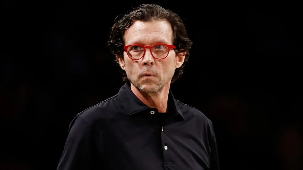 Head coach Quin Snyder of the Atlanta Hawks looks on during the first half against the Brooklyn Nets at Barclays Center on March 02, 2024. (Source: Sarah Stier/Getty Images)