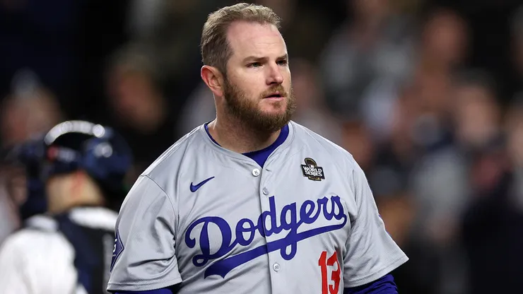 Max Muncy #13 of the Los Angeles Dodgers strikes out during the eighth inning of Game Four of the 2024 World Series against the New York Yankees at Yankee Stadium on October 29, 2024 in the Bronx borough of New York City.