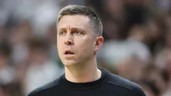 Head coach Jake Diebler of the Ohio State Buckeyes looks on during the first half of the game against the Michigan State Spartans at Breslin Center on February 25, 2024 in East Lansing, Michigan.