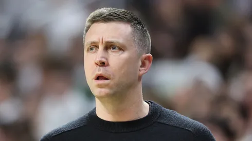 Head coach Jake Diebler of the Ohio State Buckeyes looks on during the first half of the game against the Michigan State Spartans at Breslin Center on February 25, 2024 in East Lansing, Michigan.