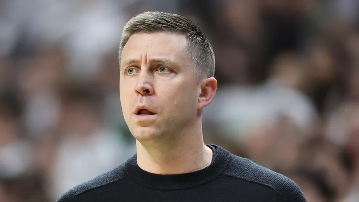Head coach Jake Diebler of the Ohio State Buckeyes looks on during the first half of the game against the Michigan State Spartans at Breslin Center on February 25, 2024 in East Lansing, Michigan.