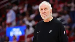 Head coach Gregg Popovich of the San Antonio Spurs looks on against the Houston Rockets