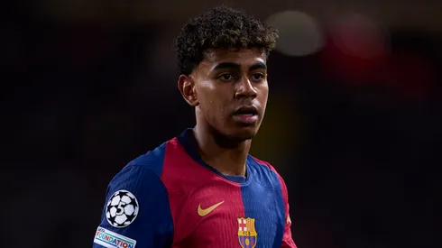 Lamine Yamal of FC Barcelona looks on during the UEFA Champions League 2024/25
