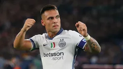 Lautaro Martinez of FC Internazionale celebrates after scoring the opening goal during the Serie A match