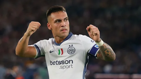 Lautaro Martinez of FC Internazionale celebrates after scoring the opening goal during the Serie A match