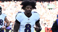 Lamar Jackson #8 of the Baltimore Ravens reacts after his team's 29-24 loss against the Cleveland Browns at Huntington Bank Field on October 27, 2024 in Cleveland, Ohio.