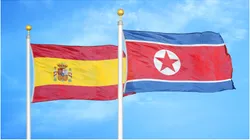 Spain and North Korea flags