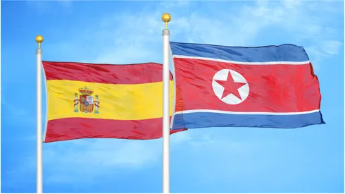 Spain and North Korea flags