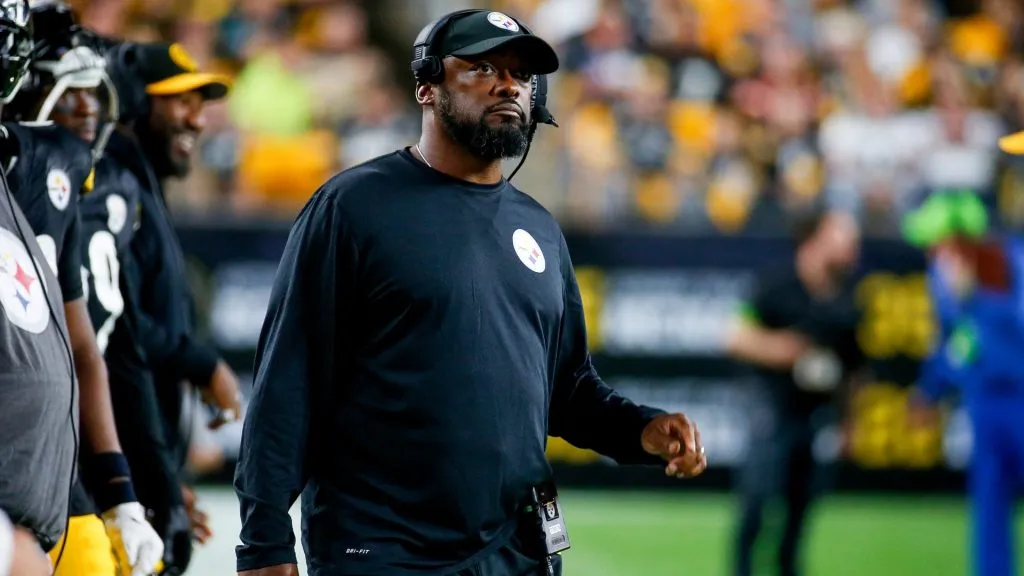 Head coach Mike Tomlin of the Pittsburgh Steelers looks on during the first quarter against the Cleveland Browns at Acrisure Stadium on September 18, 2023. (Source: Justin K. Aller/Getty Images)