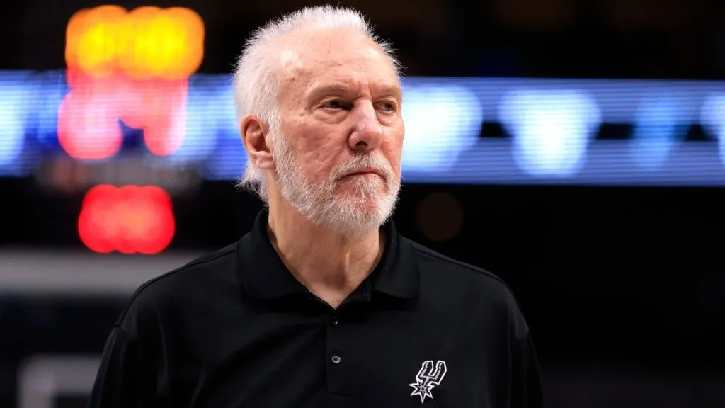 Head coach Gregg Popovich of the San Antonio Spurs looks on as the Spurs take on the Dallas Mavericks in the first half in 2024. (Source: Ron Jenkins/Getty Images)