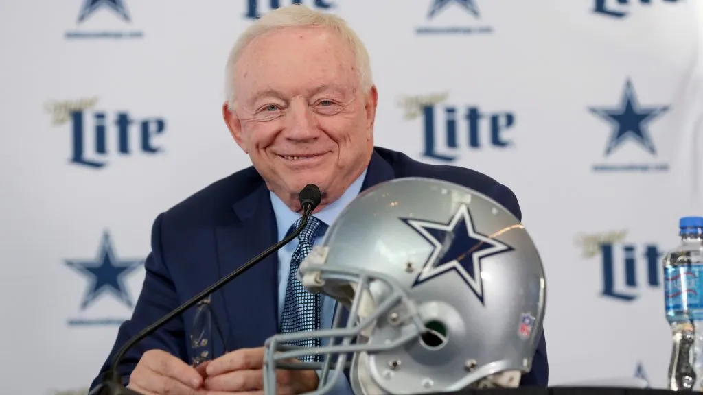 Team owner Jerry Jones of the Dallas Cowboys talks with the media during a press conference at the Ford Center at The Star on January 08, 2020. (Source: Tom Pennington/Getty Images)