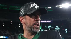 Aaron Rodgers #8 of the New York Jets looks on after the game against the Houston Texans at MetLife Stadium on October 31, 2024 in East Rutherford, New Jersey.