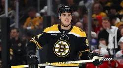 Nikita Zadorov #91 of the Boston Bruins looks on during the first period of the game against the Detroit Red Wings at TD Garden on December 03, 2024 in Boston, Massachusetts.